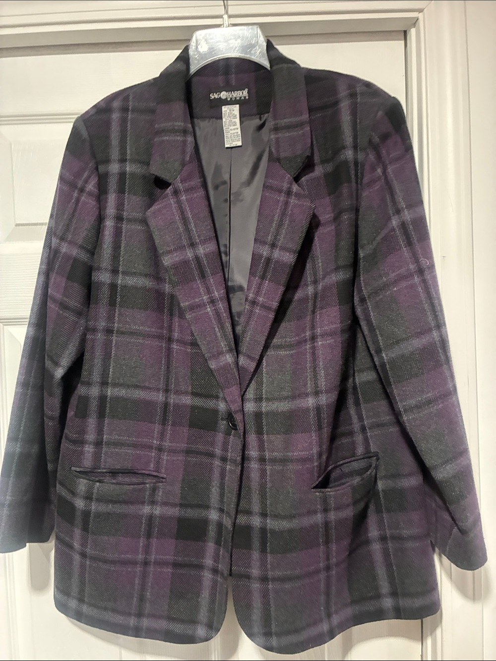 Purple Plaid wool blazer 18W